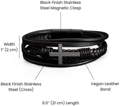 To My Grandson Bracelet Cross, Birthday Graduation Christmas Gift Bracelets Jewelry For Men From Grandparent With Heartfelt Message & Elegant Box - Image 3