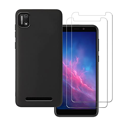 Tznzxm [2-Pack] for Cloud Mobile Stratus C7 Tempered Glass Protector,Cloud Stratus C7 Case, Flexible Soft TPU Scratch Resistant Non-Slip Back Rubber Slim Phone Case for Cloud Mobile Stratus C7