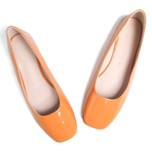 Image of ChaiRong Zhou Women Square Toe Ballets Flats Comfort Slip On Walking Shoes for Driving