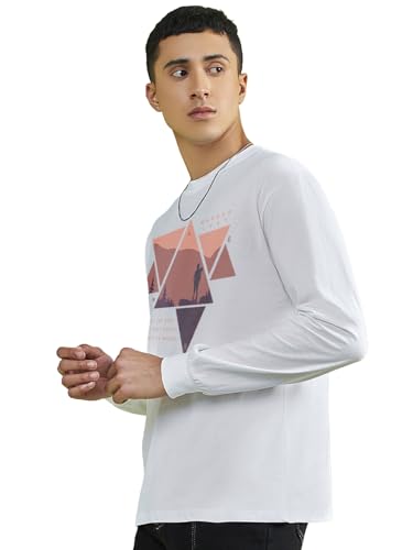 Image of Bewakoof Men's 100% Cotton Graphic Print Oversized Fit Full Sleeve Round Neck T-Shirt | Casual Wear | Street Wear | Oversized t Shirt for Men Cotton | Baggy