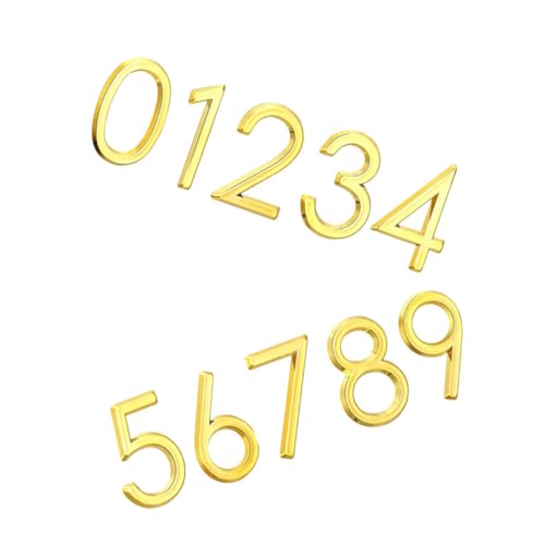 TEHAUX 10個 耐久性自己粘着電鍍数字ドアプレートステッカー 家屋 郵便受け 部屋番号対応 簡単貼付 ホテル オフィス 住宅用