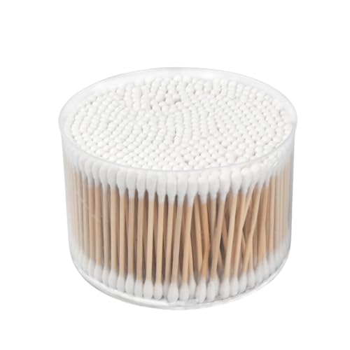 500 piezas Bastoncillos de Algodón de Bambú, Bastoncillos para los Oídos, Cotton bud, Hisopos de Algodón de Bambú para Limpiar los Oídos Maquillaje Teclados Heridas Manualidades, Cabeza Redonda Doble
