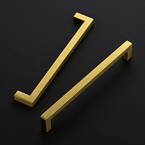 Image of Ravinte 1 Pack 8 Inch Square Kitchen Cabinet Handles Cabinet Pulls Brushed Brass Drawer Pulls Cupboard Hardware Kitchen for Cupboard Dresser Drawer Handles