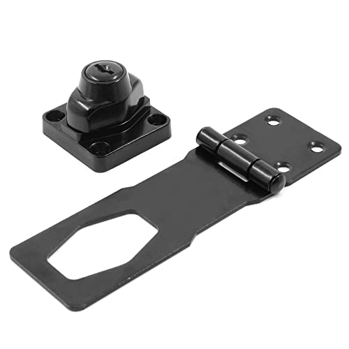 Murtenze 1 Pc 4 Inch Keyed Hasp Locks, Twist Knob Keyed Locking Hasp With Screws, Safety Lock For Small Doors, Cabinets (Black) #TOP1