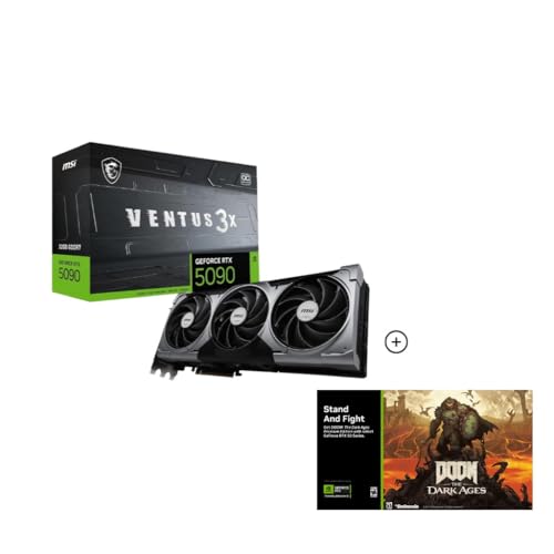 MSI NVIDIA GeForce RTX 5090 32G VENTUS 3X OC GDDR7 512bit, scheda video con frequenza di boost fino a 2452 MHz, PCIe Gen 5, DLSS 4, 3 porte DP 2.1, 1 porta HDMI 2.1, formato ATX