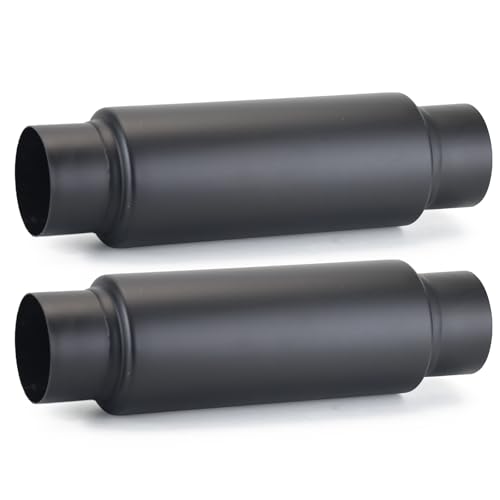 Image of A-KARCK 2 Pack 3 inch Inlet Exhaust Resonator, 3 inch Inlet 3 inch Outlet 13.8 inch Overall Length Muffler Resonator Stainless Steel,Polished (Black)