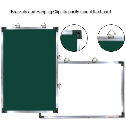 Image of ALKOSIGN Crystal Series Non-Magnetic Dual-Sided Board White Board and Green Chalkboard (1.5ft x 2ft) (Small) Writing Board, Markerboard, Dry Wipe Board for Home, Study Room & Office
