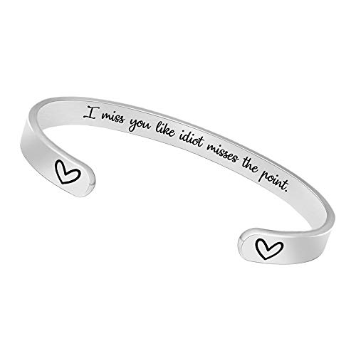 BTYSUN Funny Gifts for Girlfriend Wife Mom Girls Birthday Gifts Cuff Bracelets Friendship Mantra Jewelry with Gift Box (I Miss You Like Idiot Misses The Point.)