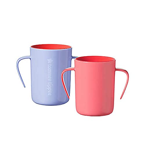 Tommee Tippee Easiflow 360° Spill-Proof Toddler Cup with Handles and Travel Lid, Lavender/Cherry, 6+ Months, 7 ounces
