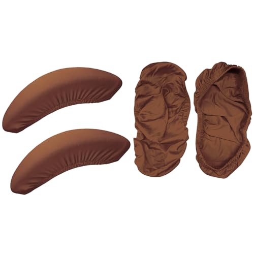 Image of HOKIPO 'SereneSolids' 140 GSM Armrest Covers for Office Chair (Elastic Style), 1 Pair, Brown (AR-5933-BRN)