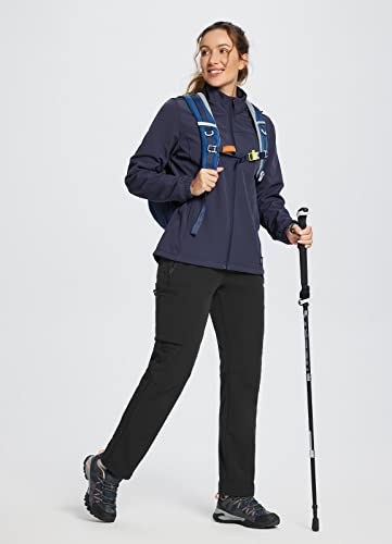 Baleaf Women's Fleece Lined Hiking Cargo Pants Waterproof Softshell Snow Ski Pants Winter Outdoor With Zipper Pockets Black S #TOP6