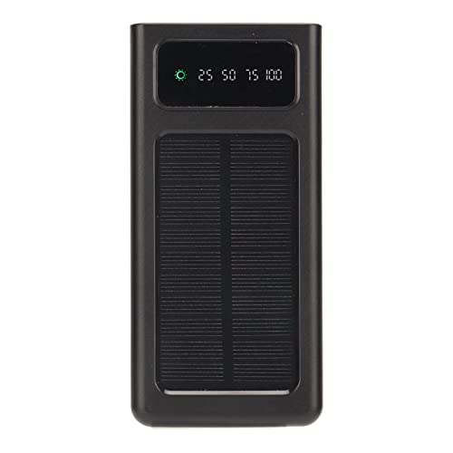Solar Power Bank, 20000mAh Portable Outdoor Waterproof Solar Power Bank, Batteria di Backup Esterna da Campeggio a Doppia Uscita con Torcia Elettrica, per Cellulari (Nero)