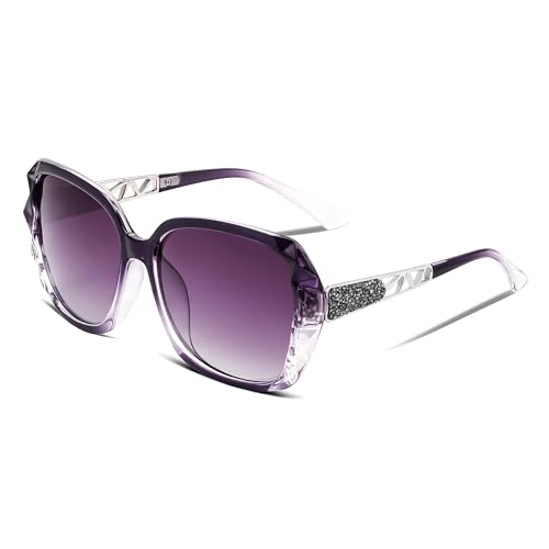 Image of FEISEDY Oversized Sunglasses for Women Square Polarized Sparkling Frame B2289
