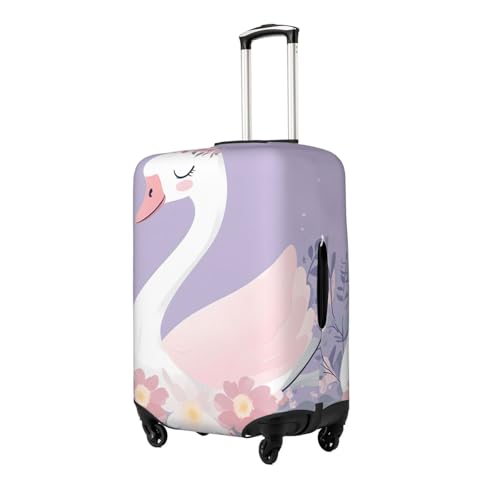 Pink Flower Swan Elastic Travel Luggage Cover, Washable Spandex Suitcase Protector, Anti-Scratch Fits 18-32 Inch2