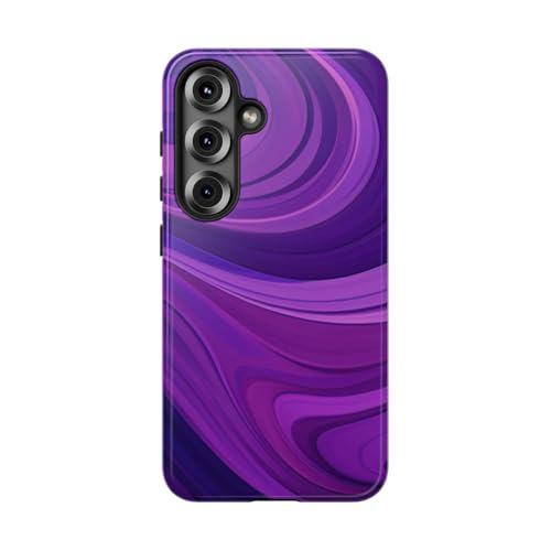 Coque Samsung S25 motif abstrait vague violette rigide brillante anti-choc et tendance