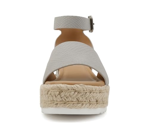 Image of Soda Topic Open Toe Buckle Ankle Strap Espadrilles Flatform Wedge Casual Sandal
