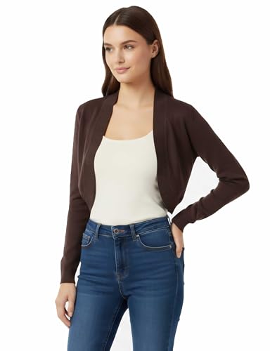 Image of Allsense Women's 3 /4 Sleeve Bolero Shrug for Dresses | Open Front Cropped Cardigan, Lightweight Knit Dress Cover Up