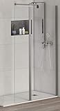 Mampara de Ducha con Frontal Fijo (Ancho: 70 cm) y Puerta Abatible a la Mampara (40 cm). Soporte a la Pared extensible de 60-100 cm. Cristal de Seguridad.