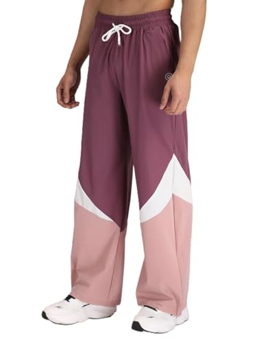 Image of CHKOKKO Men's Nylon Track Pants with Colorblock Design | Lightweight Breathable Sports Pant | Relaxed Fit Activewear for Workout, Training & Everyday Comfort