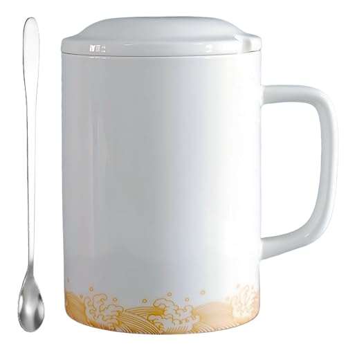 NIUKOMY Taza de Café Jumbo 1000 ml, Taza de Té Extragrande 1L, Mug Muy Grande XXL con Cuchara y Tapa de Cerámica para Oficina y Hogar, Blanco NIUKOMY Taza de Café Jumbo 1000 ml, Taza de Té Extragrande 1L, Mug Muy Grande XXL con Cuchara y Tapa de Cerámica para Oficina y Hogar, Blanco
