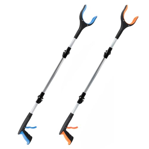 OITUGG Lot de 2 Pince Ramasse Objet, 91cm Pince de Préhension, avec Embout magnétique et tête pivotante à 360°, 35.8 Zoll Aluminium Pliable Pince pour...