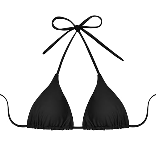 Bellecarrie Triangle Bikini Top Padded Halter Bathing Suit Tie Back Swimwear Top Sexy