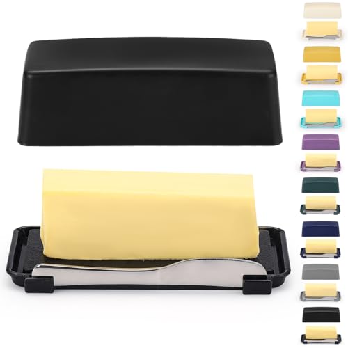Butter Dish with Lid for Countertop, Kyraton Butter Crock with Stainless Steel Multipurpose Butter Knife, Butter Container, Kitchen Gift for Wife, Mother