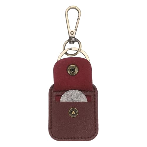 PATIKIL Quarter Leather Coin Holder AA Medallion Snap Open Coin Display Holder for Collectible Challenge and Daily Carry Accessory Wine Red