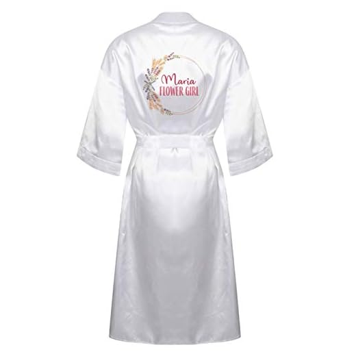 Flox kreativ satin morgonrock brud valfritt namn valfri roll höst blommig krans rock
