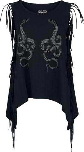 Rock Rebel by EMP Damen schwarzes Tank-Top mit Fransen an den Ärmeln XXL