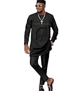 ATLYCOLOR African Church Suits for Men Dashiki Shirt Pant Two Piece Outfits Casual Attire Nigeria...