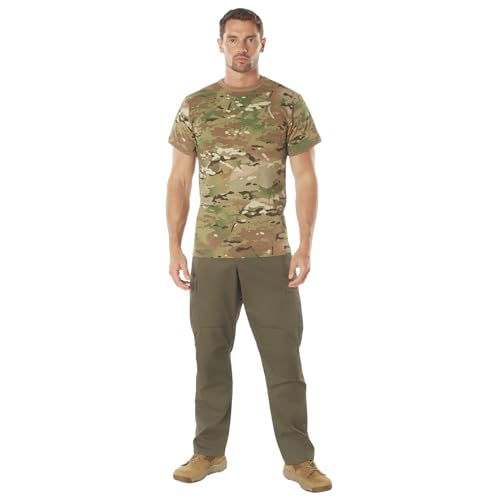 Image of Rothco Camo T-Shirt | Men's Short Sleeve Camouflage Crew Neck Base Layer Rugged Outdoor Hiking Workout Gym Tee Shirt