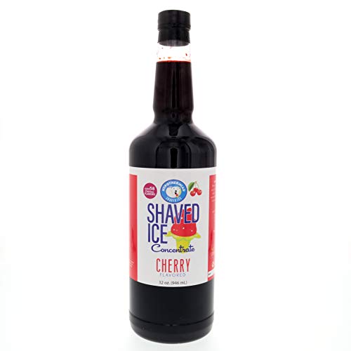 Hypothermias Shaved Ice and Snow Cone Syrup Flavor Concentrate - Quart (32 Fl Oz) - Makes 8 Gallons of Ready to Use Flavor Syrup - Cherry - Unsweetened - Must Add Sweetener and Filtered Water