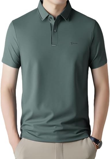 Shirts for Men, Polo Shirt, Fashion Casual Golf Shirts, Slim Fit Short Sleeve Button Polo (4XL,02)