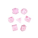 Misright 7Pcs Clear Polyhedral Game Dice for Dragon Pathfinder D20 D12 2xD10 D8 D6 D4 (Pink)