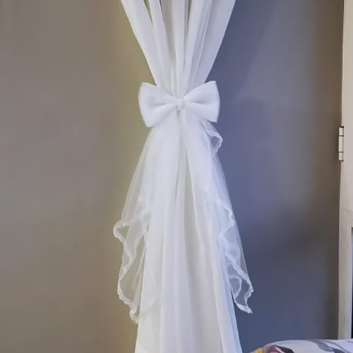 Alzapaños de cortina con lazo largo de encaje blanco para decoración textil 3