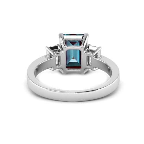 10K 14K 18K Gold 2CT Emerald Cut Gemstone 3 Stone Rings for Women Engagement Wedding Anniversary Ring Birthday Jewelry Gifts for Her Size 4-153