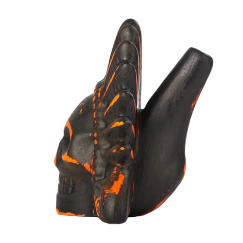 Authentic Aztec Death Whistle, Up to 125+ Decibels Screams Creepy Human Sounding Whistle for Halloween, Unique Skull Design (Orange)