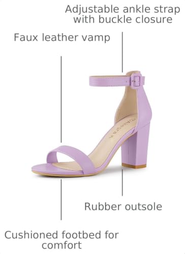 Allegra K Allegra K Women Solid Open Toe Buckle Block Heel Ankle Strap Sandals