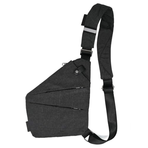 Bolsa tiracolo antirladrão, bolsa de bolso pessoal para homens, bolsa peitoral de viagem, casual, mochila de ombro, Cinza escuro, mão direita, Mochilas Daypack