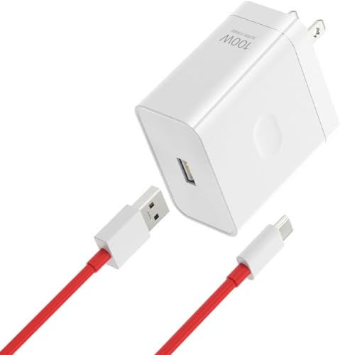 Image of Etguuds Charger Compatible with 100W Ultra Fast Charger with USB to C Dash SUPERVOOC Cable for Oneplus 12 /12r /11 /11R /10 /10R /9 /9R /Nord 4 / Ce4 / Ce3 / Ce4 Lite 5G Nord 3 / CE3 Lite and Other Devices.