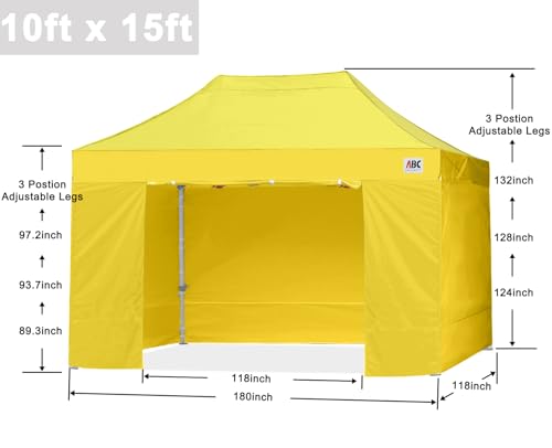 Image of ABCCANOPY Commercial Pop Up Canopy Tent with Sidewalls 10X15,Yellow