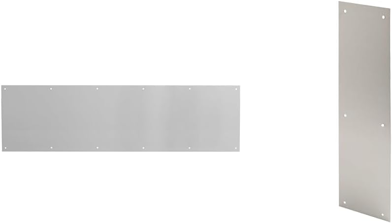 Prime-Line 10 x 34 in. Aluminum Door Kick Satin (J 4620) & 4 x 16 in. Stainless Door Push Plate (J 4626) Bundle