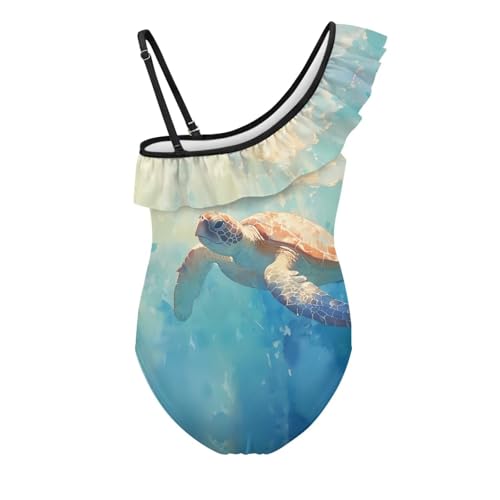 Image of Girls Swimsuit One Piece Ruffle Swimsuit Non-Slip Straps UPF 50+ for Girls Size 3-14 Years