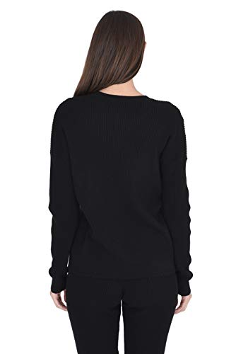 State Cashmere Women’s 100% Pure Cashmere Knitted Loungewear Pants with Pockets (Pants/Black, Small) - Thumbnail 4
