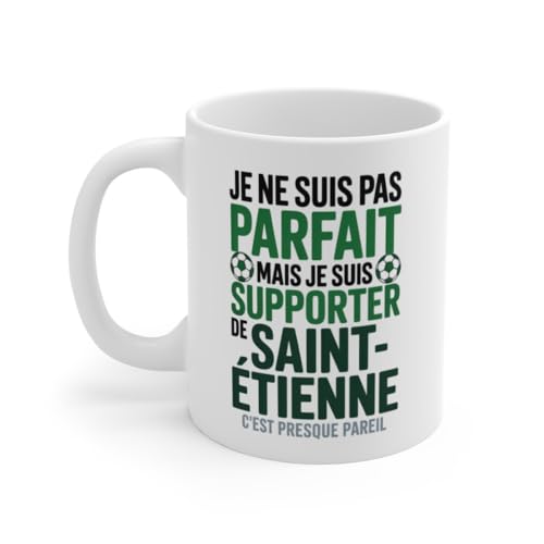 Teecustom Tasse AS Saint-Étienne Pas Parfait mais Supporter Mug Vert Humour Football