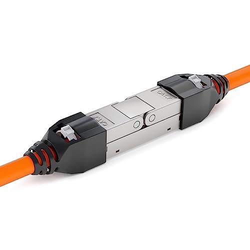 hb-digital 1x Cat7 LSA Netzwerkkabel Verbinder werkzeugloser mit Knickschutzhülle STP feldkonfektionierbare Kupplung Adapter Verlängerung für LAN Verlegekabel Ethernet Installationskabel CAT7