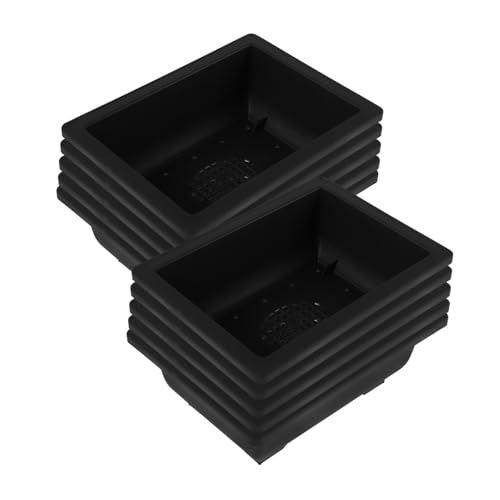Yardenfun 12 Macetas De Estilo Retro para Bonsái Rectangulares para Verduras Flores Interior De Plástico Color Negro