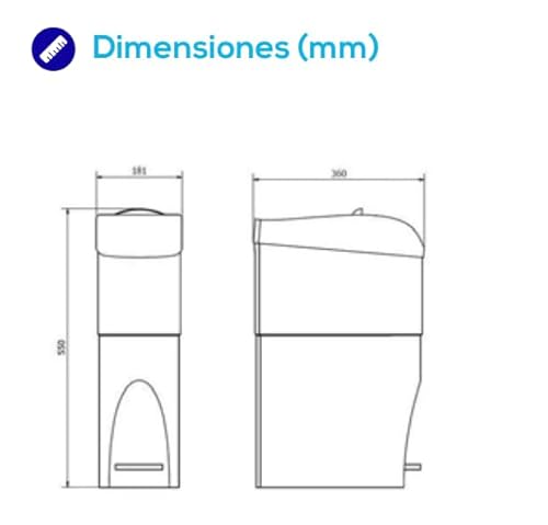 Jofel - AM41000, Contenedor Sanitario Femenino, con Pedal, Para Depositar Compresas Femeninas, Tapa Superior Extraible, Trampilla para Depositar las Compresas, 15 L - imagen 5