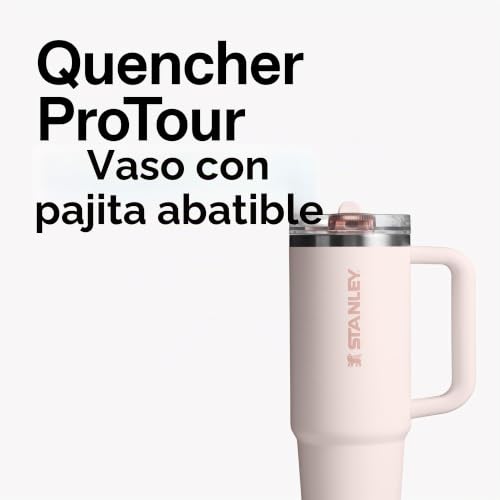 Miniatura 4 de Stanley Quencher Protour - Vaso Con Pajita Con Tapa A Prueba De Fugas, 1,2 L, Pajita Integrada Y Asa, Soporte Para Vasos, Compatible Para Viajes, Vaso Aislado De Acero Inoxidable, Sin Bpa, Cuarzo Rosa